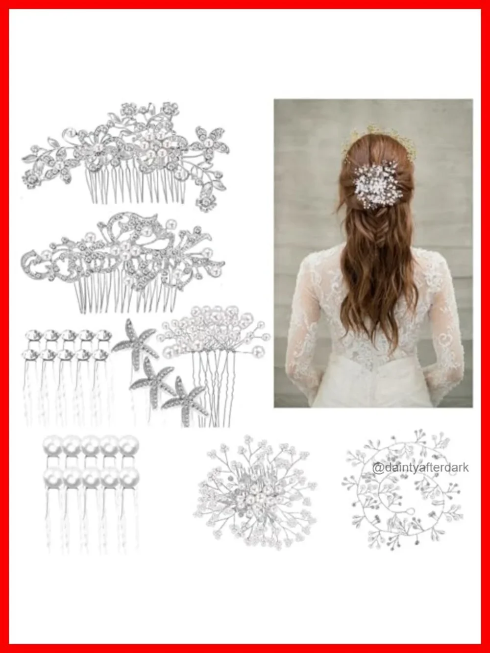 44 Pcs Wedding Bridal Hair Accessories Rhinestone Flower Clip Pearl Butterfly
